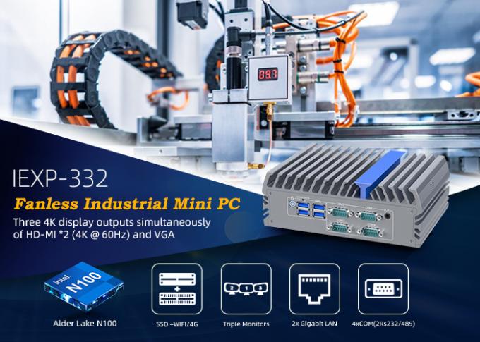 Fanless Industrial Mini PC 12th Gen Intel Alder Lake N100 Quad Core 1